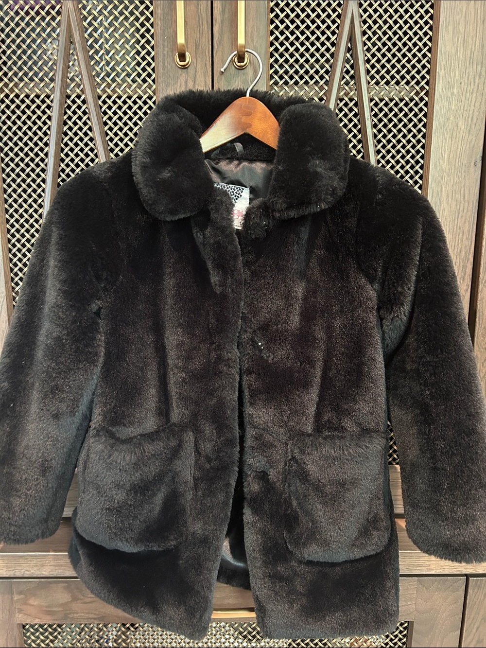 Classic Black Faux Fur Kids' Coat